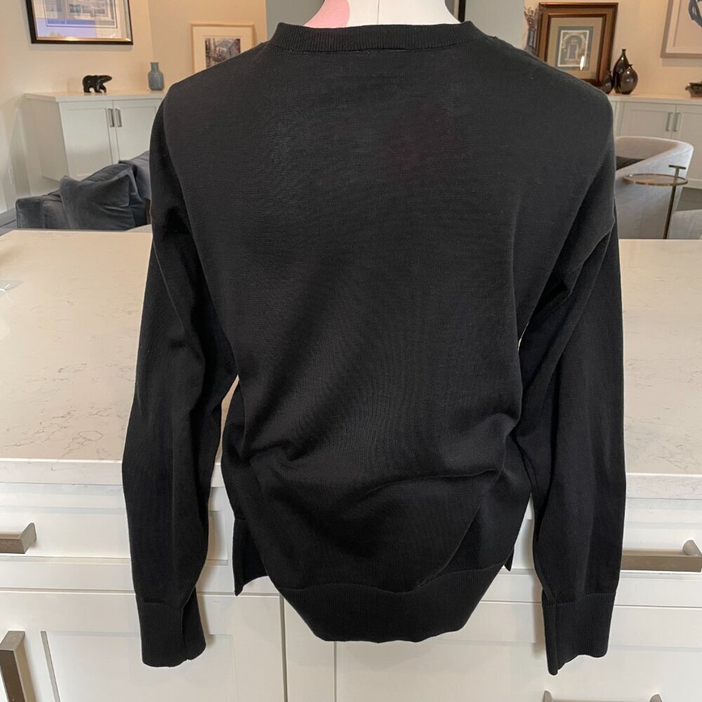 Lacoste LS Crew Neck Relaxed Fit 100% Cotton Knit Cardigan Sweater Black Sz 34 - Picture 6 of 12
